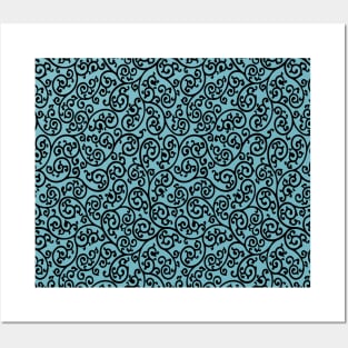 Arabesque azure pattern Posters and Art